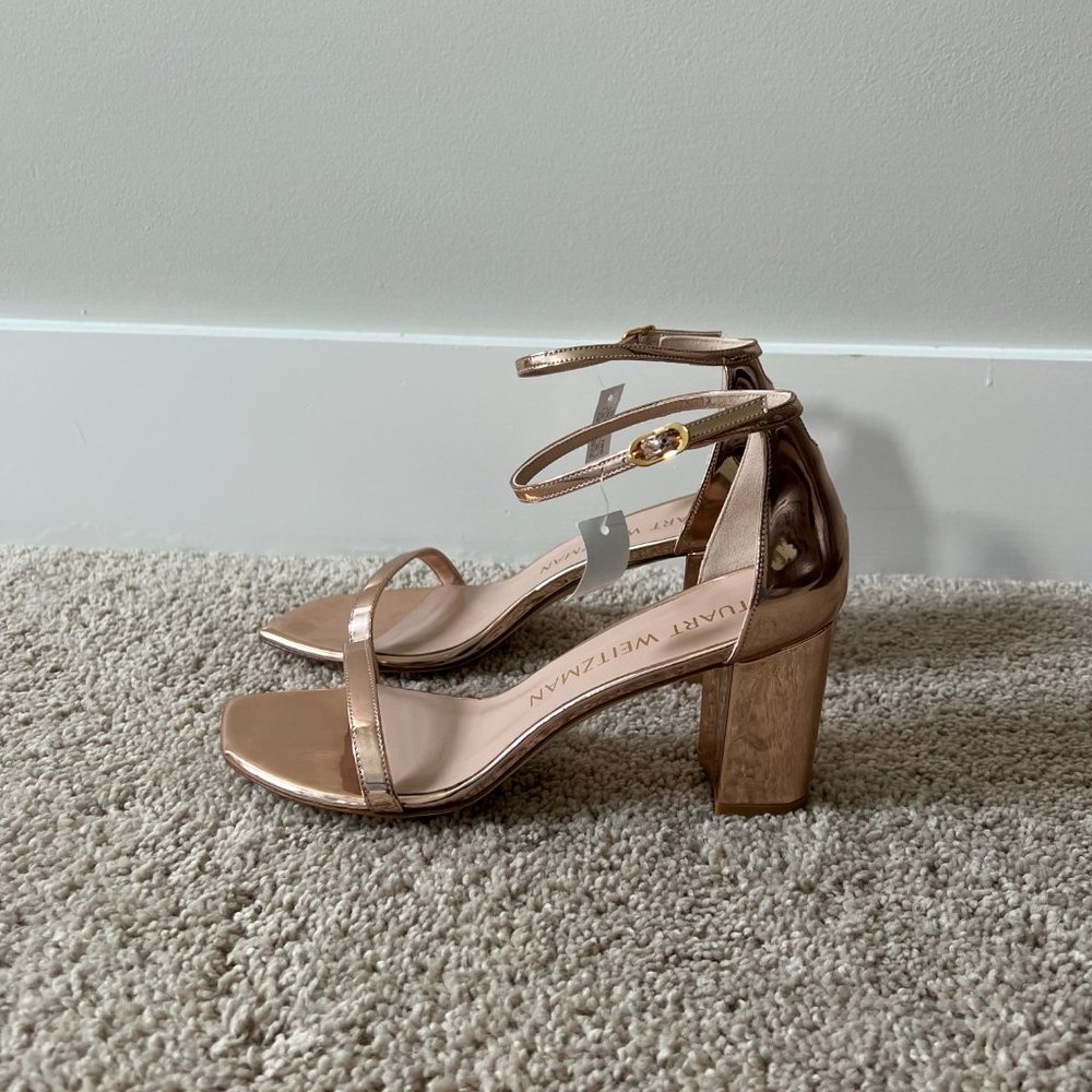 Stuart Weitzman Amelina Block-Heel Sandals Rose Gold NWT - Picture 7 of 10